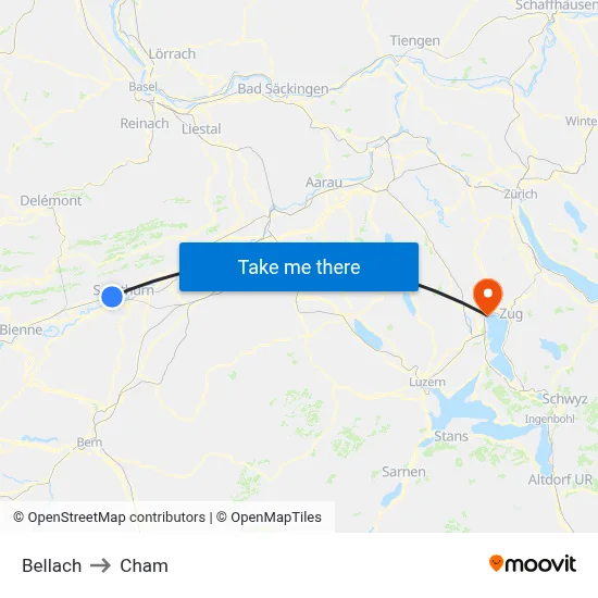 Bellach to Cham map