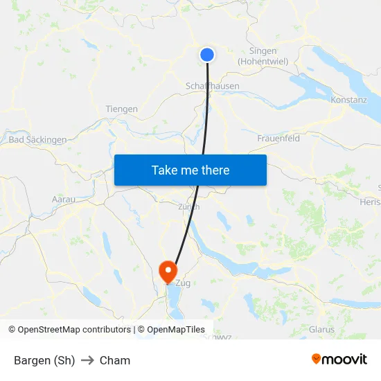 Bargen (Sh) to Cham map