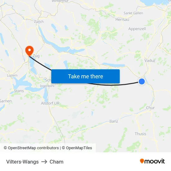 Vilters-Wangs to Cham map