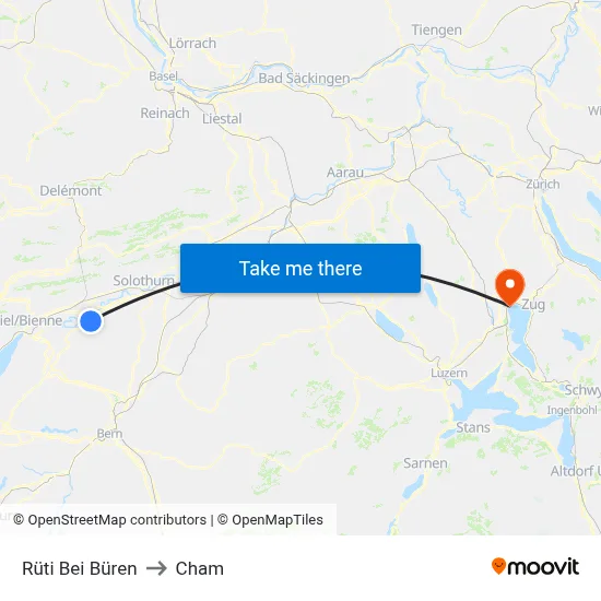 Rüti Bei Büren to Cham map