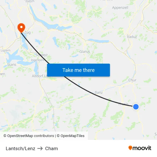 Lantsch/Lenz to Cham map