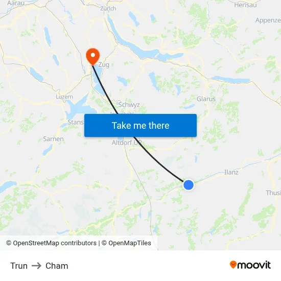 Trun to Cham map