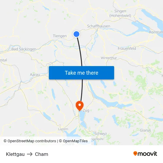 Klettgau to Cham map