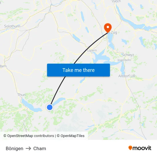 Bönigen to Cham map
