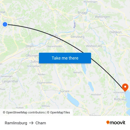 Ramlinsburg to Cham map