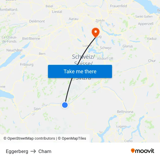 Eggerberg to Cham map