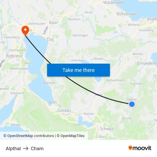 Alpthal to Cham map