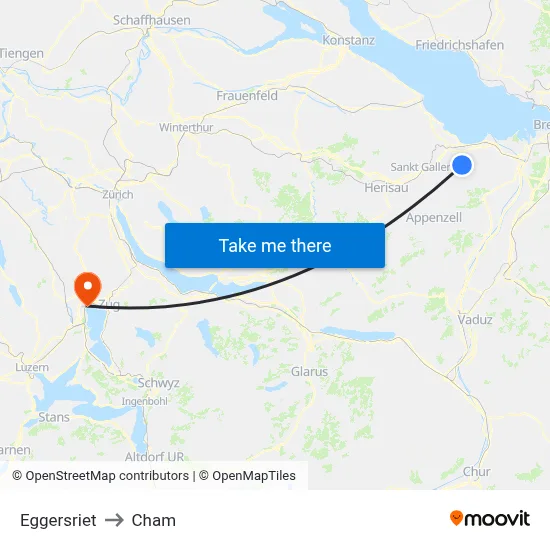 Eggersriet to Cham map
