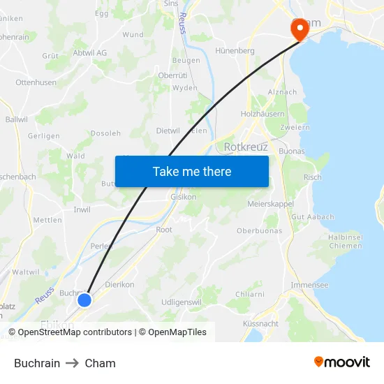 Buchrain to Cham map