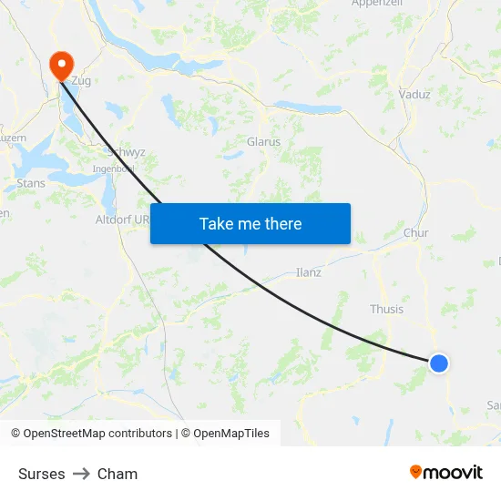 Surses to Cham map