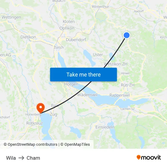 Wila to Cham map