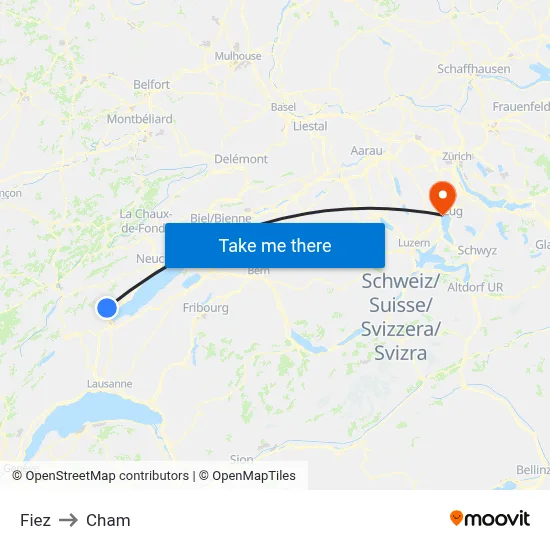 Fiez to Cham map