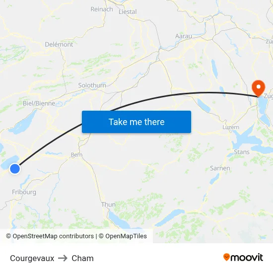 Courgevaux to Cham map