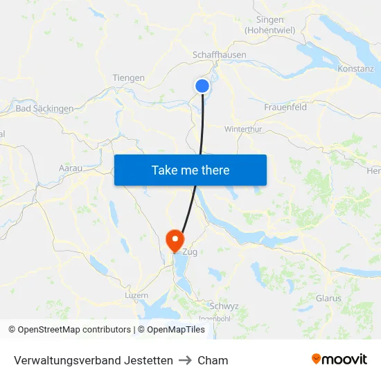 Verwaltungsverband Jestetten to Cham map