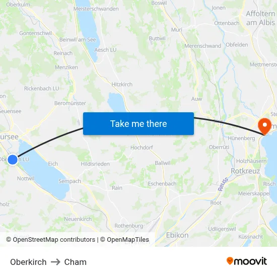 Oberkirch to Cham map