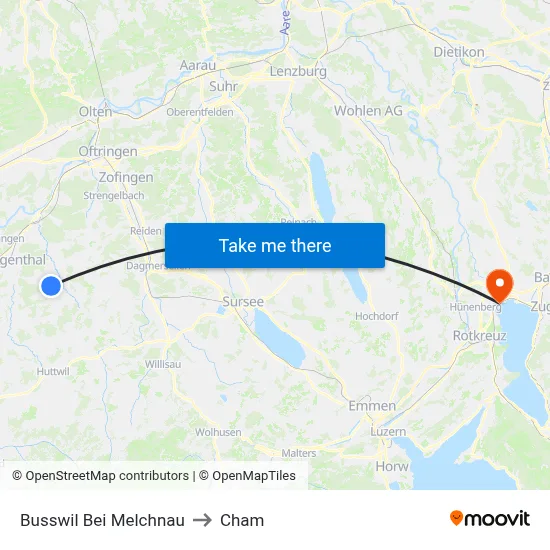 Busswil Bei Melchnau to Cham map
