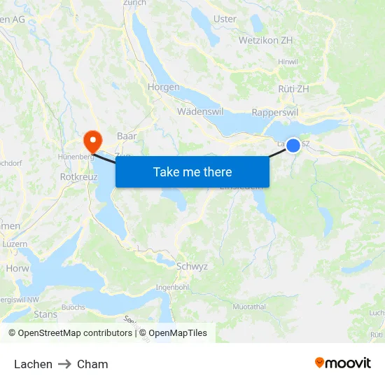 Lachen to Cham map