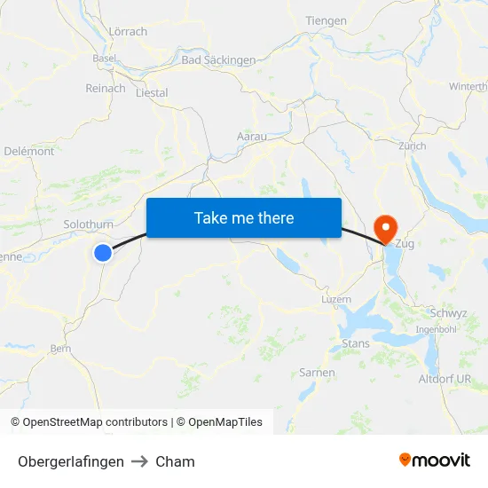 Obergerlafingen to Cham map