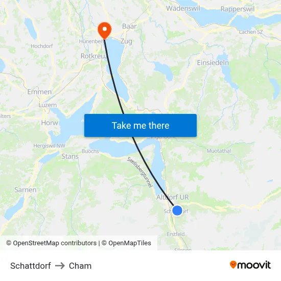 Schattdorf to Cham map