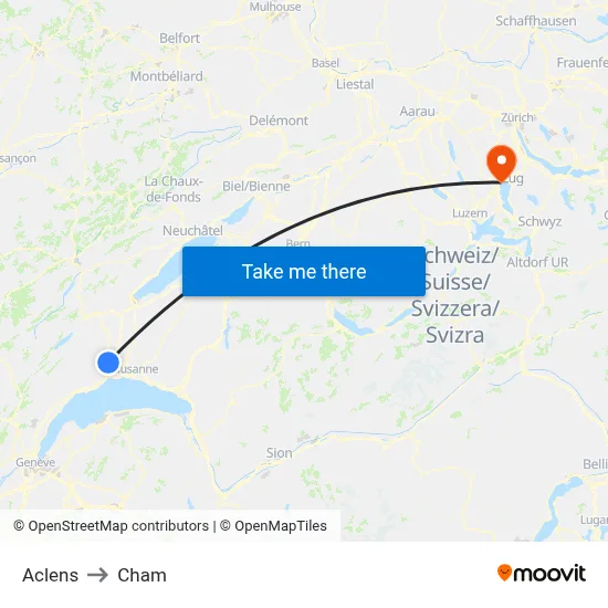 Aclens to Cham map