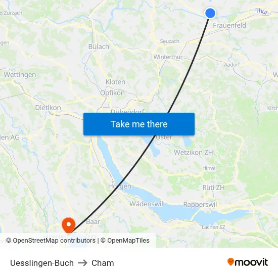 Uesslingen-Buch to Cham map