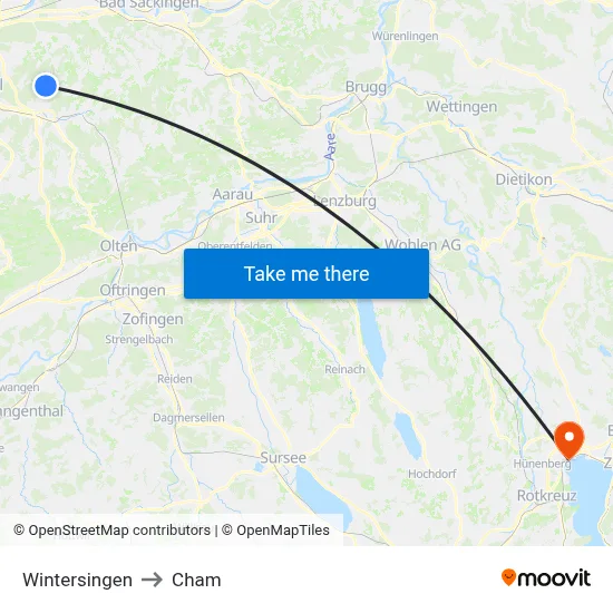 Wintersingen to Cham map