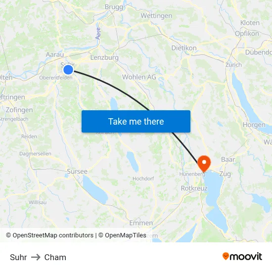 Suhr to Cham map