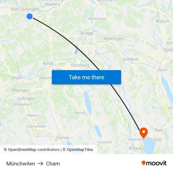 Münchwilen to Cham map