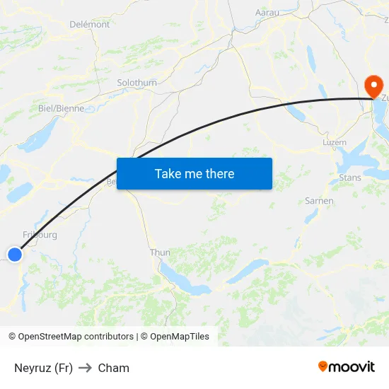Neyruz (Fr) to Cham map