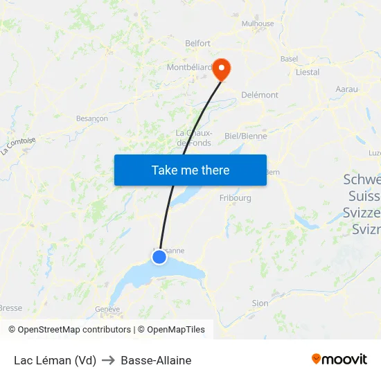 Lac Léman (Vd) to Basse-Allaine map