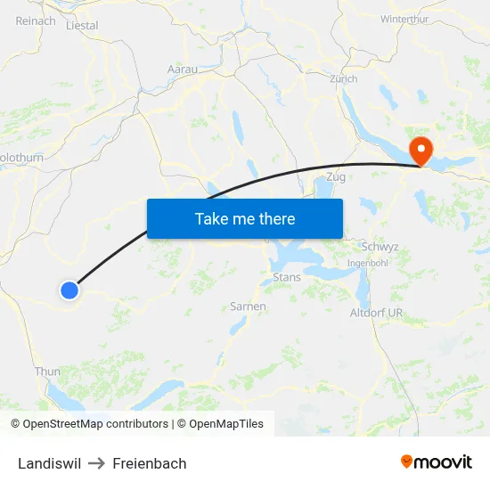 Landiswil to Freienbach map