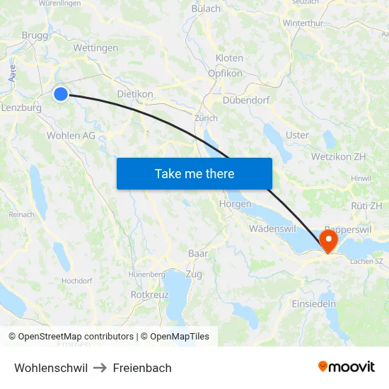 Wohlenschwil to Freienbach map