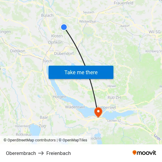 Oberembrach to Freienbach map