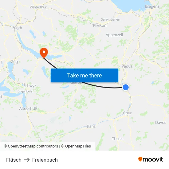 Fläsch to Freienbach map