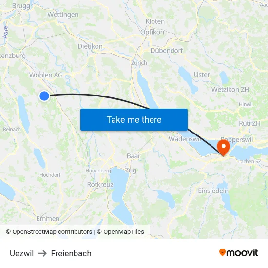 Uezwil to Freienbach map