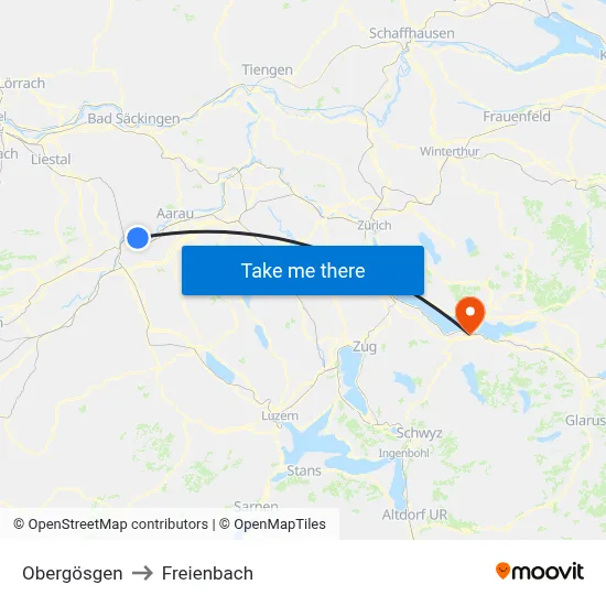 Obergösgen to Freienbach map