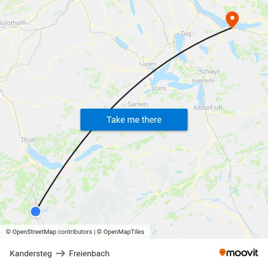 Kandersteg to Freienbach map