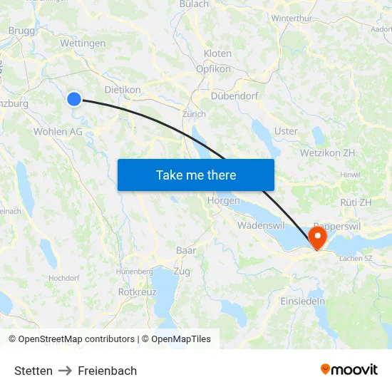 Stetten to Freienbach map