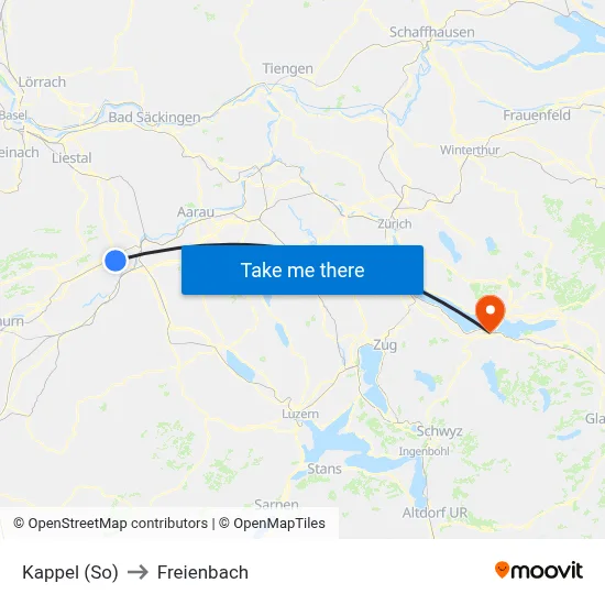 Kappel (So) to Freienbach map