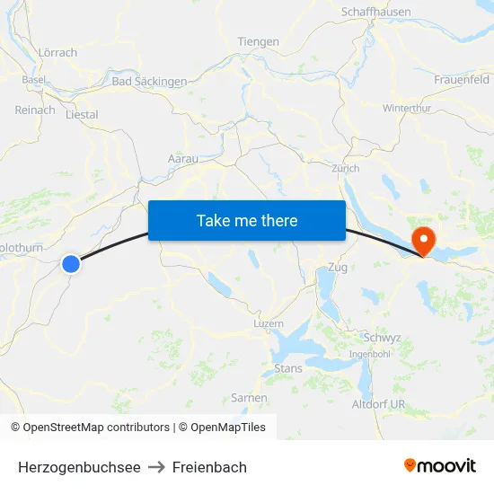 Herzogenbuchsee to Freienbach map