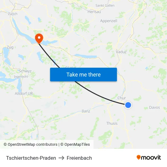 Tschiertschen-Praden to Freienbach map