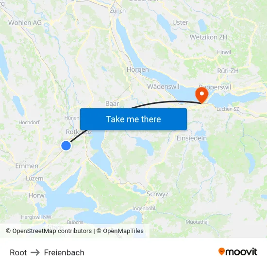 Root to Freienbach map