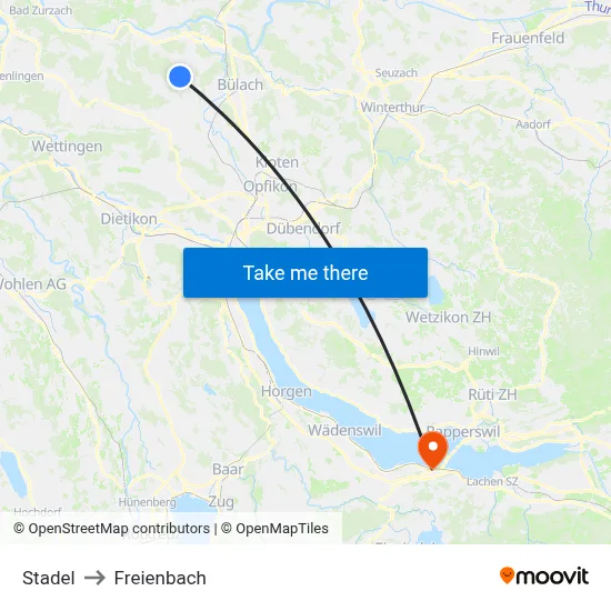 Stadel to Freienbach map