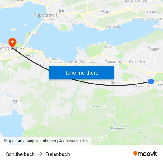Schübelbach to Freienbach map