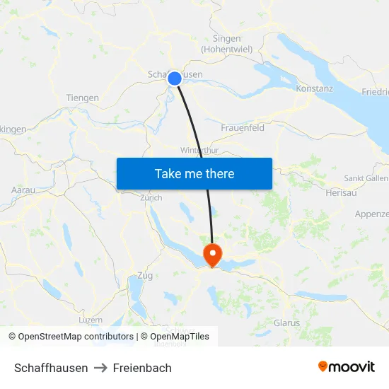 Schaffhausen to Freienbach map