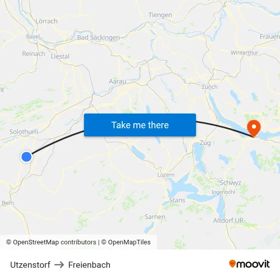 Utzenstorf to Freienbach map