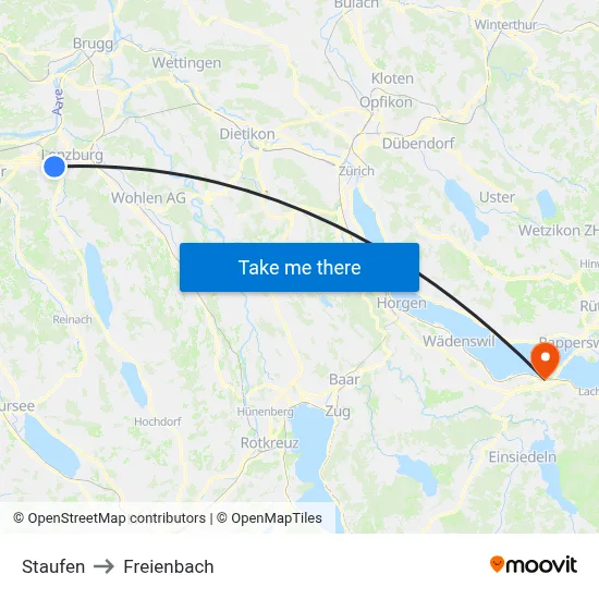 Staufen to Freienbach map