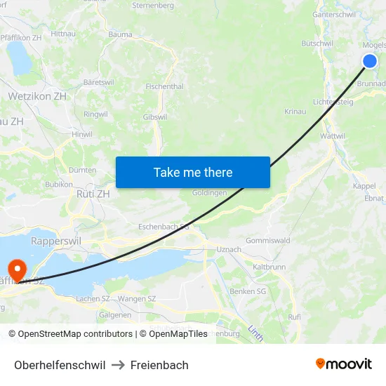 Oberhelfenschwil to Freienbach map