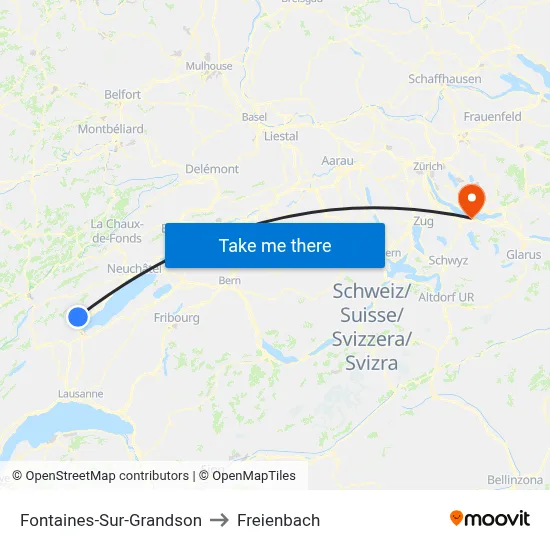 Fontaines-Sur-Grandson to Freienbach map