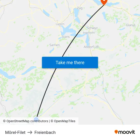 Mörel-Filet to Freienbach map